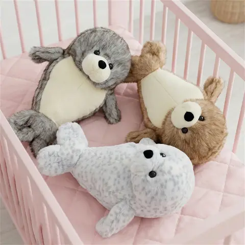 28/36cm New Cartoon Cute Round Fatty Seal Plush Toys Kawaii Stuffed Marine Animal Seal Baby Sleeping Pillow for Girls Gift Decor