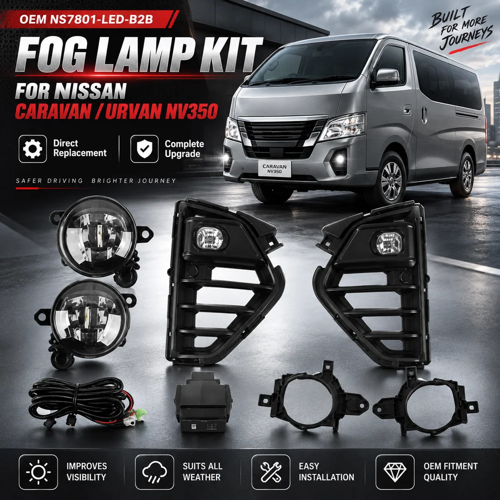 Car Front Bumper Fog Lamp Upgrade Kit FOR Nisan Caravan Urvan NV350 2023-2024 Version Additional Foglight Set Switch + Wiring ﻿