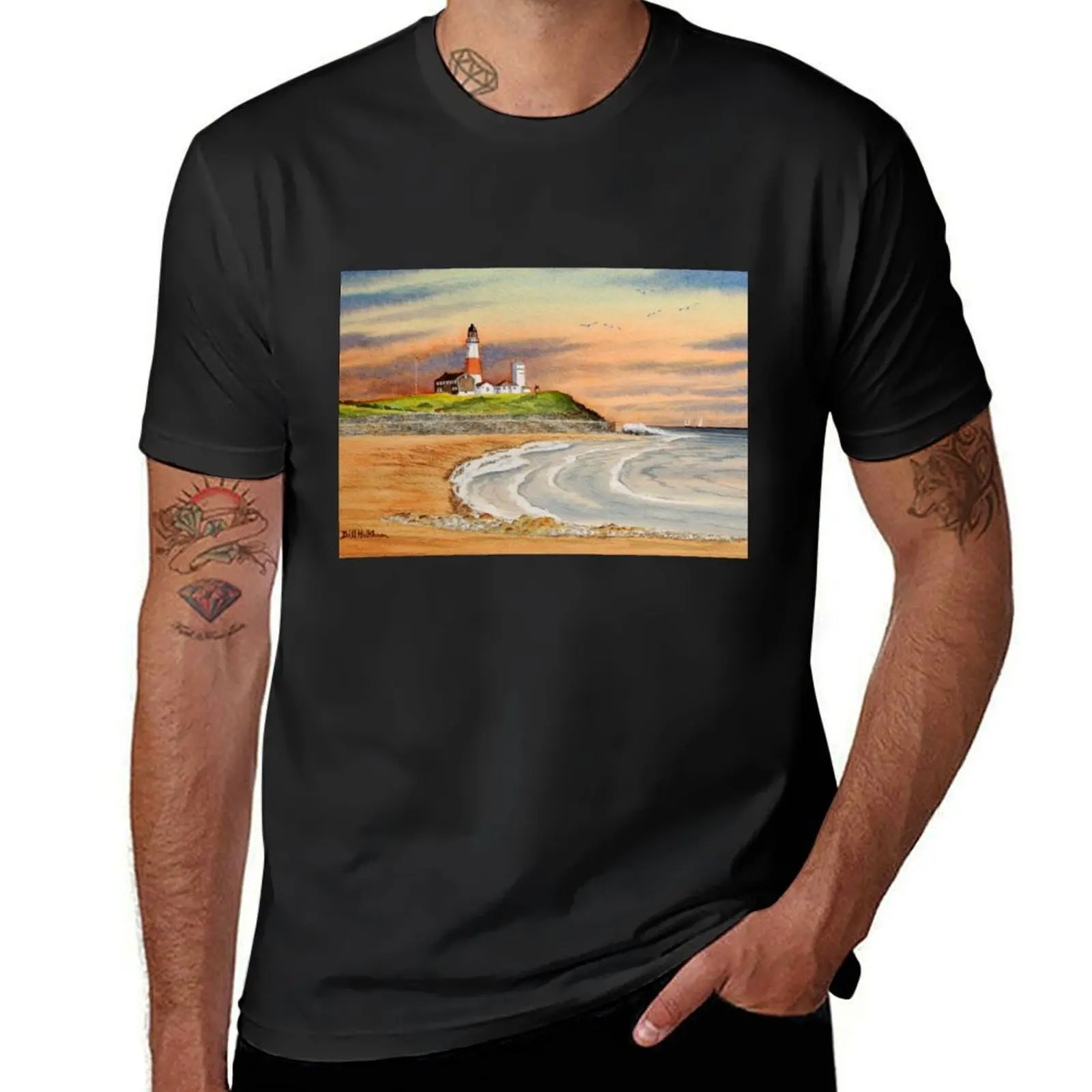 

Montauk Point Lighthouse East Hampton New York T-Shirt funnys plus size tops mens big and tall t shirts