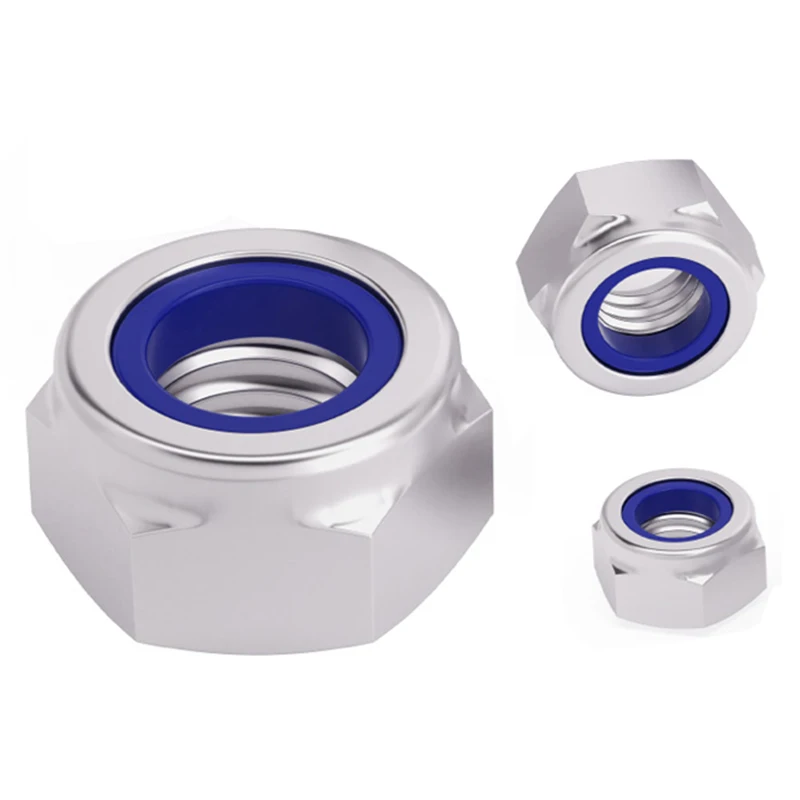 6061 #   الألومنيوم 5 قطعة/الوحدة M3 M4 M5 M6 M8 M10 مع حلقة النايلون الذاتي قفل عرافة المكسرات Locknut DIN985