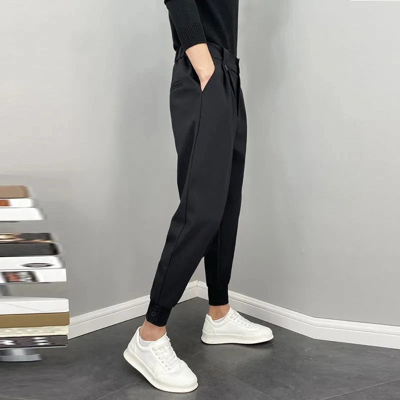 Pantalones de traje informales para hombre, pantalón Harem Delgado coreano, salvaje, Vintage, holgado, sólido, moda, primavera y verano, novedad
