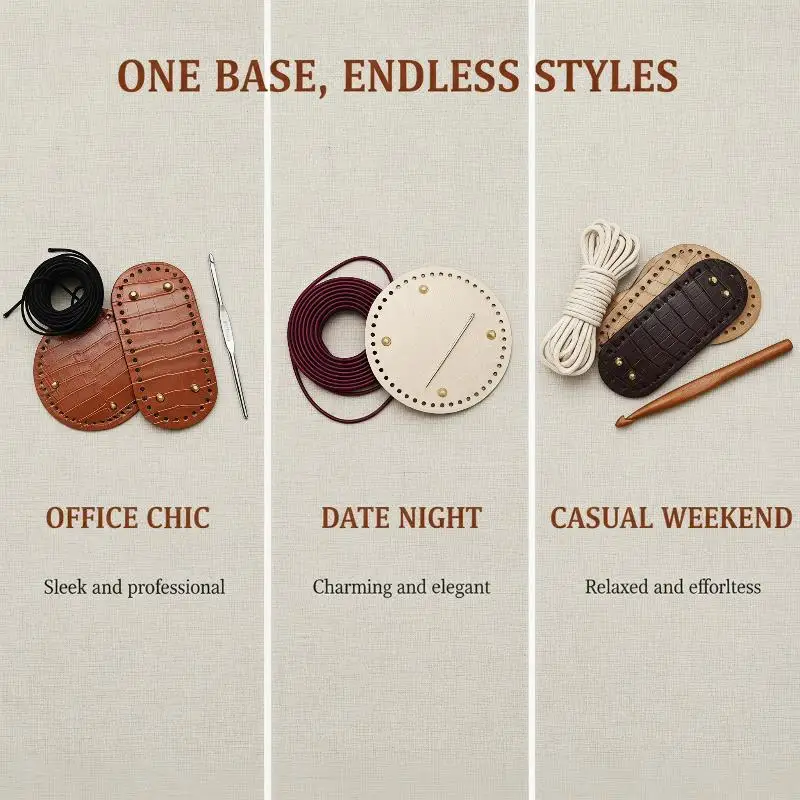 Round Oval PU Leather Bag Bottom Base With Holes Non-deformable Pad for DIY Handmade Bag Craft Creative Home Decoration