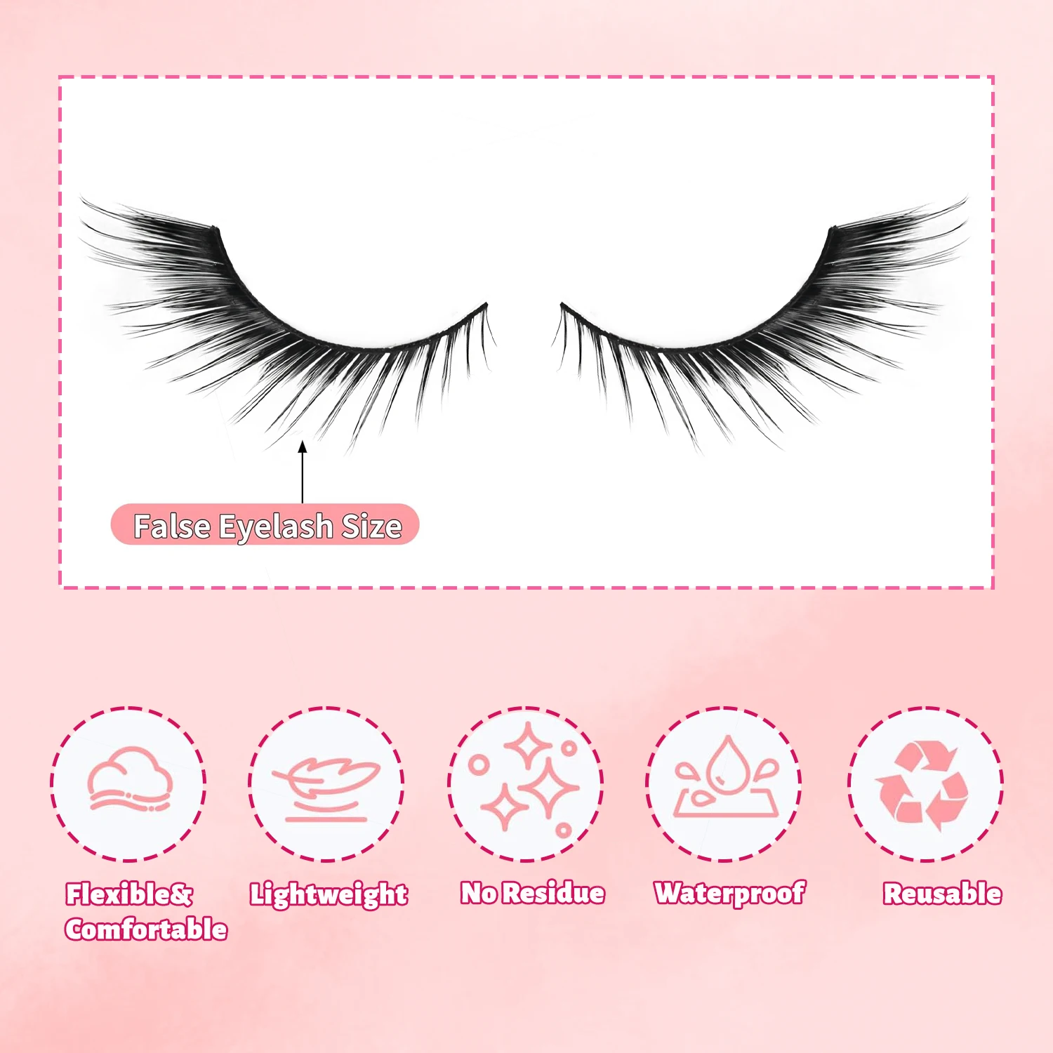 5 pares de cílios olho de gato, cílios estendidos e fofos nos cantos externos, cílios postiços de vison natural