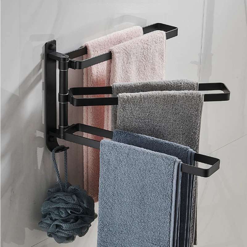 

Towel Racks Bathroom Accessories Aluminum Alloy Anti-rust Wall-mounted Rotatable Dry-wet Separation Clothes Hanger Wall Hooks