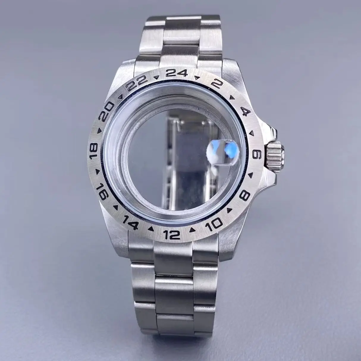 

39mm EXP 24 Hour GMT Bezel Watch Case Sapphire Glass for NH35/NH36 Movement Stylish Men Case Stainless Steel Frosted Steel Strip