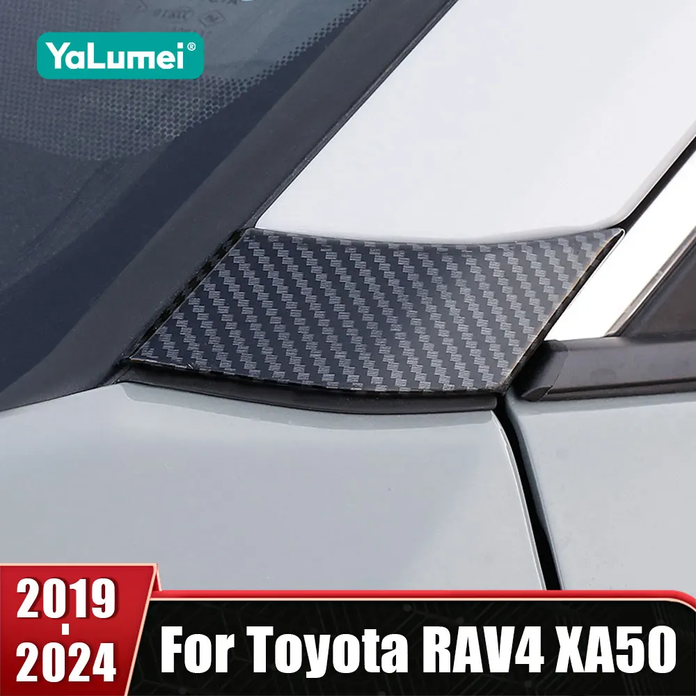 

ABS Carbon Fiber Front Window A Pillar Cover Trim Sticker For Toyota RAV4 XA50 2019 2020 2021 2022 2023 2024 Car Accessories
