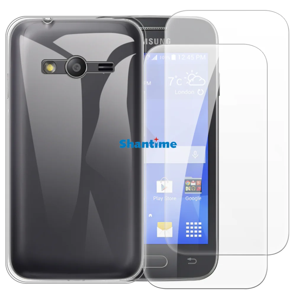 Мягкий чехол + комплект из 2 защитных пленок из закаленного стекла для Samsung Galaxy Ace 4, полная защита тела