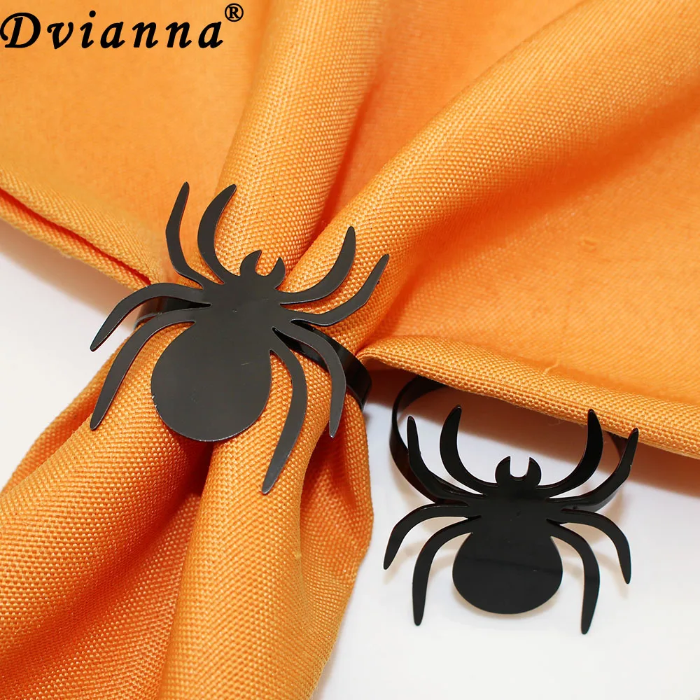 6Pcs Halloween Napkin Rings Black Spider Napkin Holder for Halloween Holiday Party Dinner Wedding Banquet Dinning Table Decor