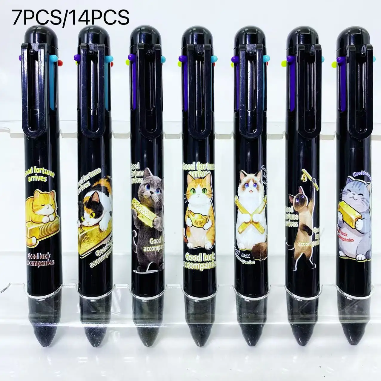 

7 шт./14 шт. черный набор разноцветных шариковых ручек «Шесть в одном» шариковая ручка-маркер креативный дизайн студенческая ручка для письма практичная подарочная ручка
