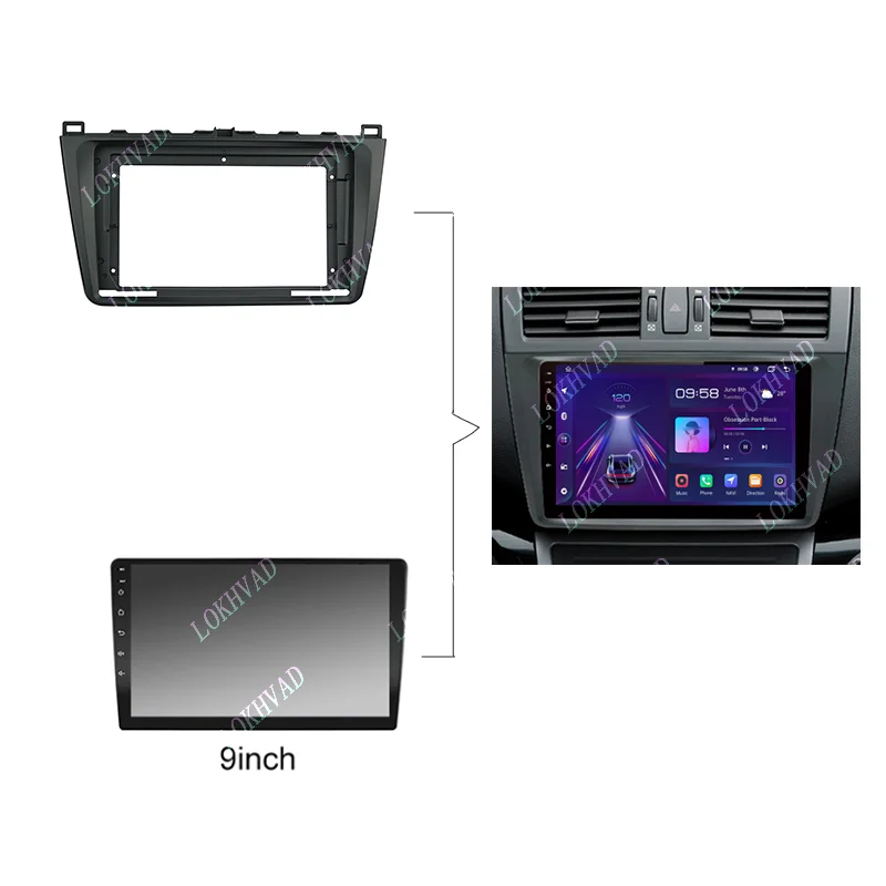 ل 2008-2014 مازدا 6 9 بوصة راديو السيارة أندرويد ستيريو شاشة الصوت مشغل فيديو الوسائط المتعددة كابلات الملاحة تسخير الإطار #2