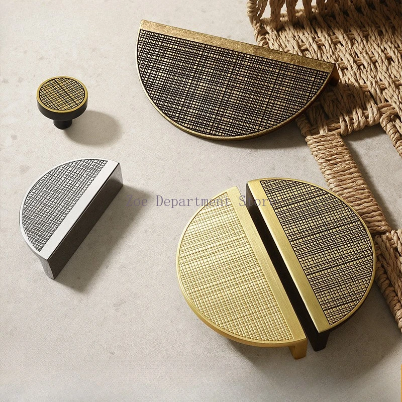 Chinese-style cabinet door pull Striped semi-circular wardrobe cupboard handle Zinc-alloy drawer pull Kitchen furniture handle