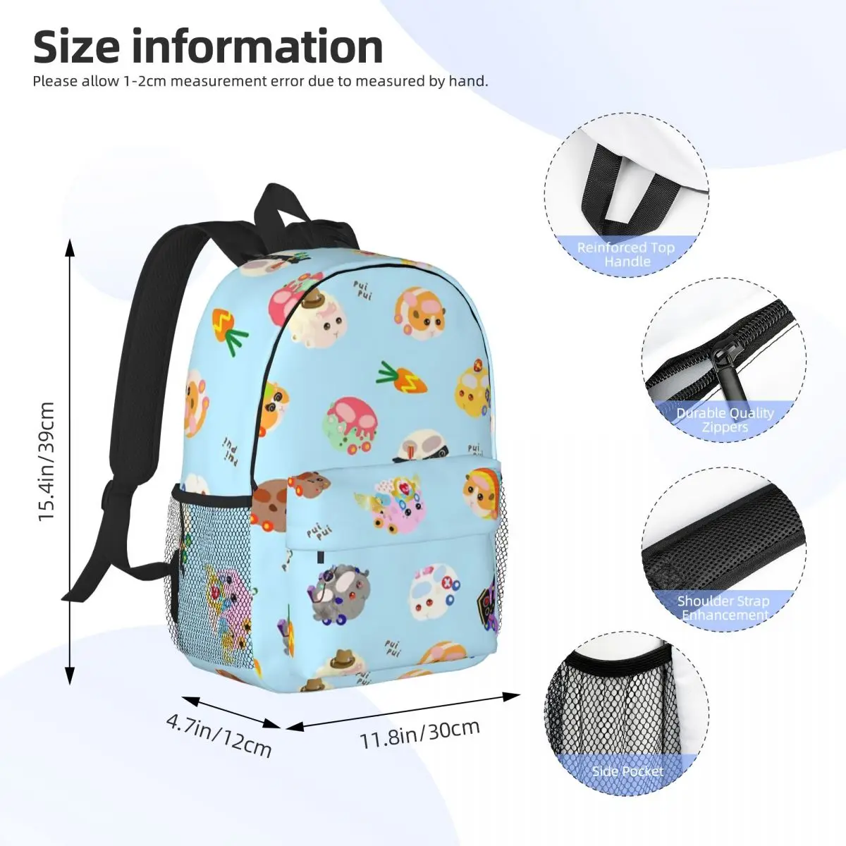 Pui Pui Molcar Assorted Characters Toss Design - Blue New Fashion High Capacity Waterproof College Backpack