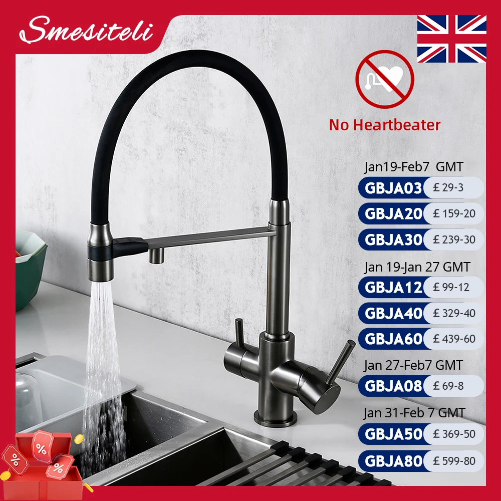 Gunmetal Kitchen Faucet  Brass 3 Ways Sink Mixer Black Hose Mount Pull Out Dual Spray Nozzle Water Kitchen Taps