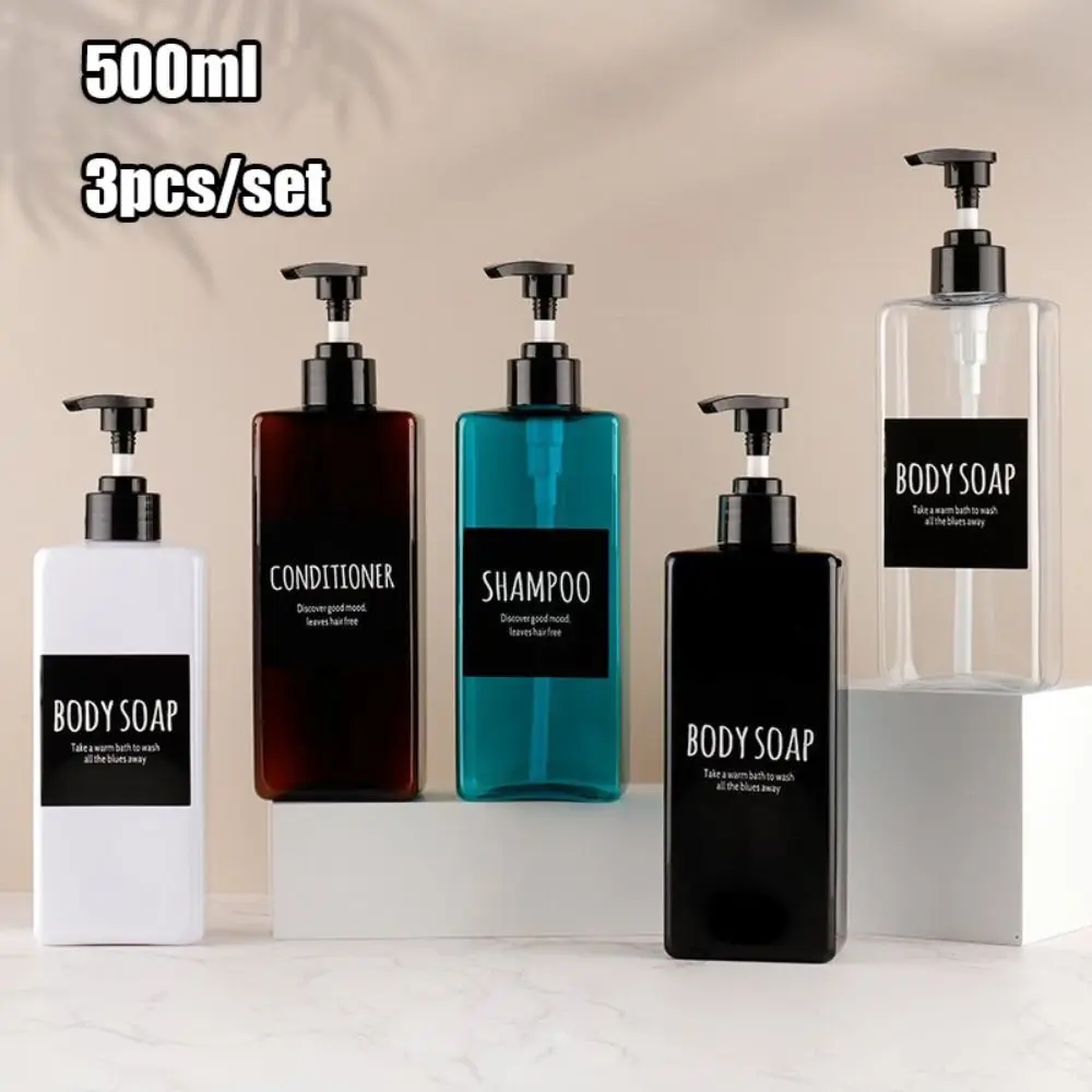 500ml with Label Hand Soap Dispenser Set Plastic Empty Soap Dispenser Bathroom Countertop Empty Plastic Dispenser