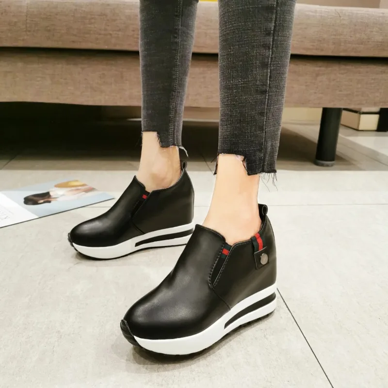 Silver Platform Hidden Heel Women Casual Platform Shoes Woman Sneakers Shoes for Women Height Increasing Wedges Shoes