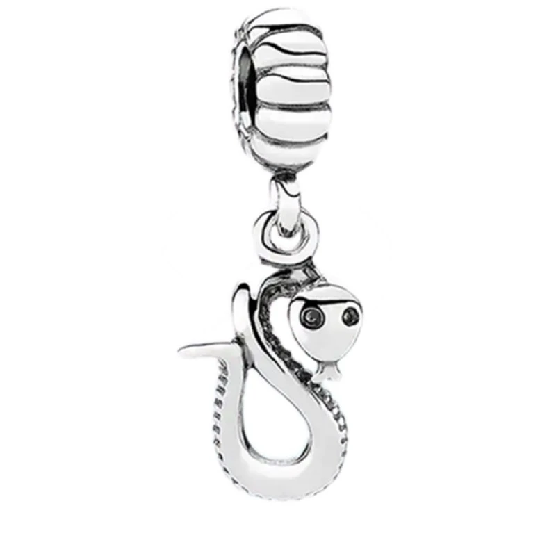 الصينية 12 زودياك الحيوان خرز تميمة استرخى الأفعى صالح الأصلي الفضة سوار خرز قلادة Diy بها بنفسك مجوهرات النساء هدية