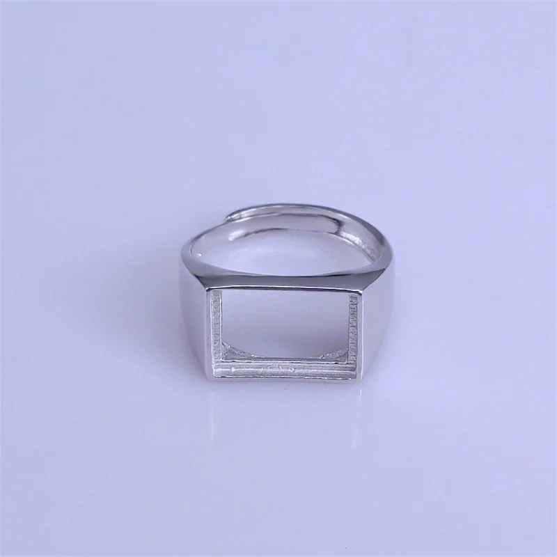 6*8/7*9/10*12/10*14/12/13mm Square Gemstone S925 Sterling Silver Simple Ring DIY Support for Men Fine Fashion Charm Jewelry