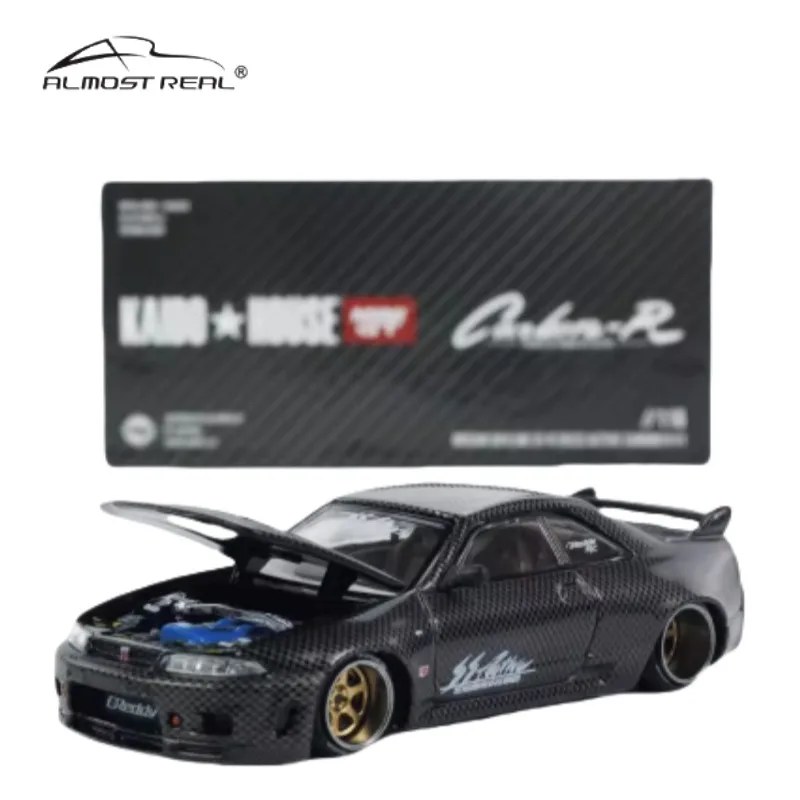 

1:64 Nissan GT-R R33 open-cover alloy simulation model, children's collection of decorative toys, holiday gifts for children.