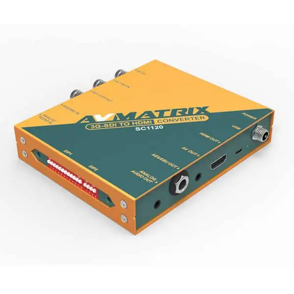 Avmatrix SC1120 convertidor de señal multifuncional HD SDI a HDMI o AV