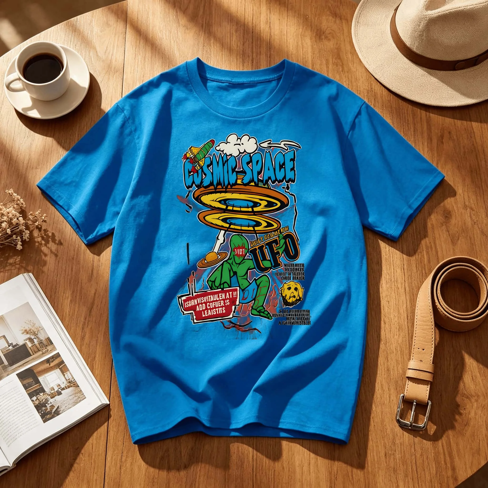Cosmic Space Ufo Alien Art Unisex Casual Graphic Tee Shirt