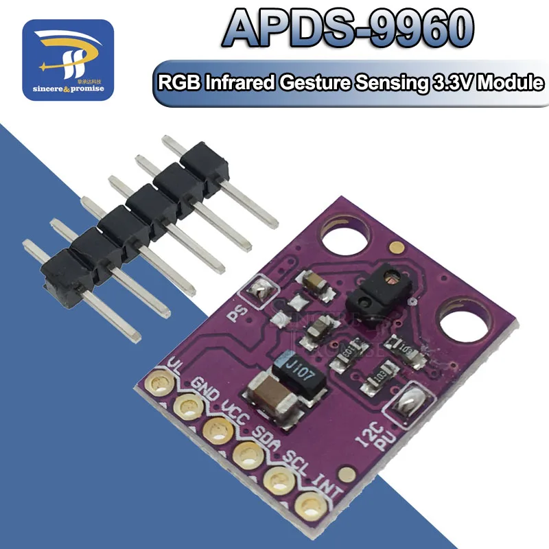 Czujnik gestów na podczerwień RGB APDS-9960 GY-9960-3.3 dla interfejsu Arduino IIC 3.3V Detectoin wykrywanie zbliżeni kolorowy filtr UV