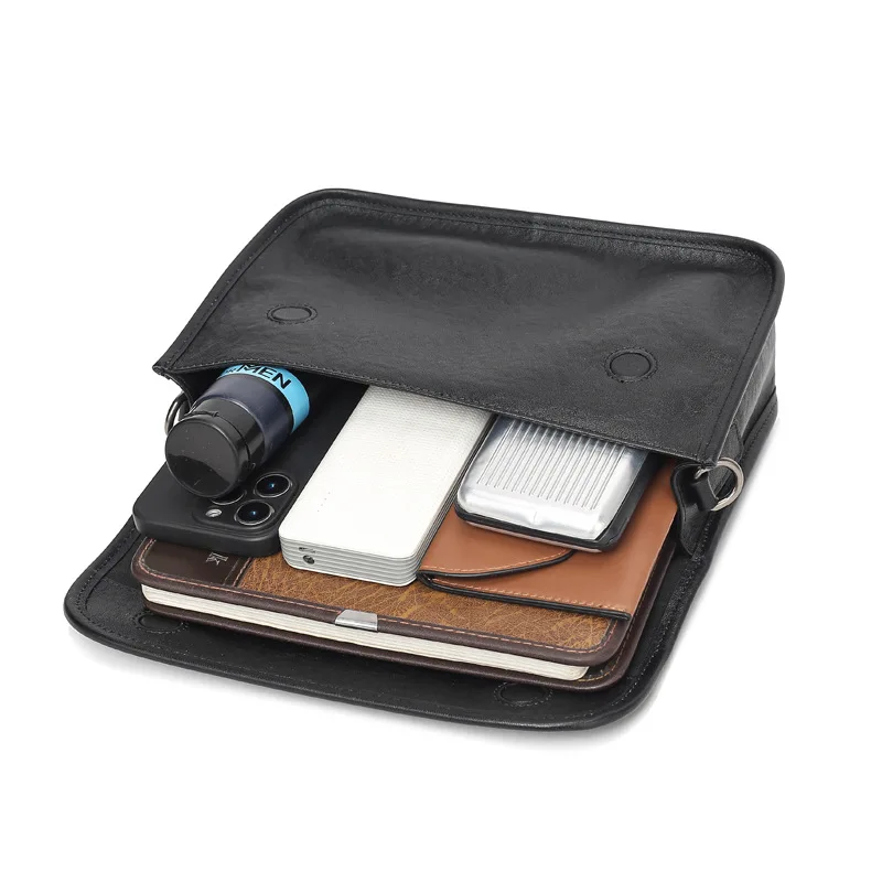 새로운 정품 메신저 백 가죽 싱글 패션 핸드헬드 크로스바디 듀얼 사용 캐주얼 탑 레이어 소가죽 남성용 숄더백