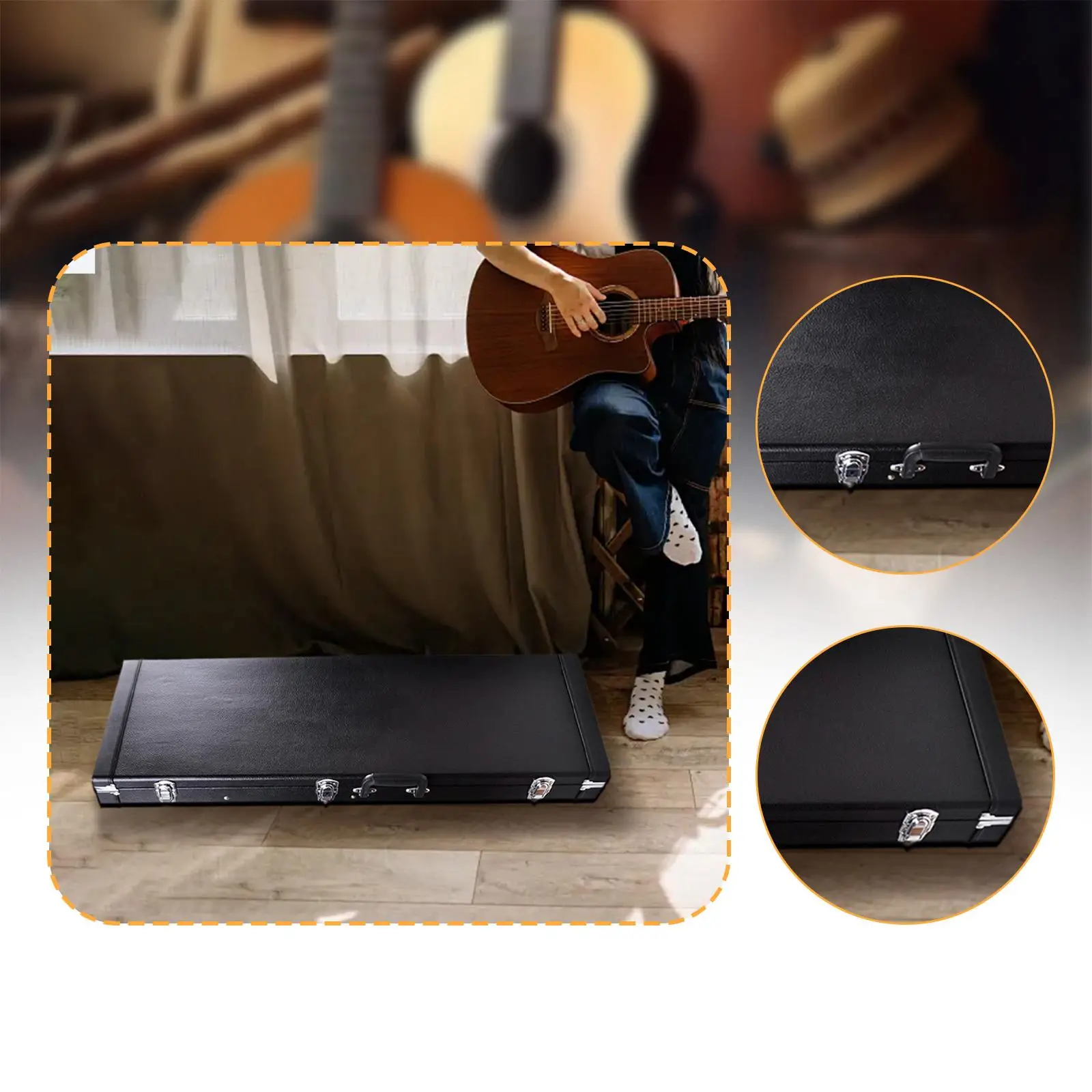 

Electric Guitar Hard Case Hard Shell Portable Shockproof PU Leather Professional Dustproof Impact Resistant Storage Case