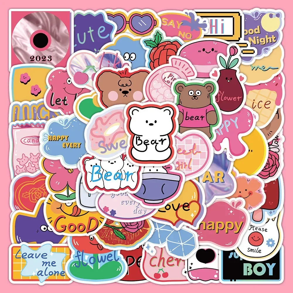 

60Pcs Cartoon Bear Series Graffiti Stickers for Suitcases Phone Cases Laptop Helmet Skateboard Decorative Stickers DIY Toys