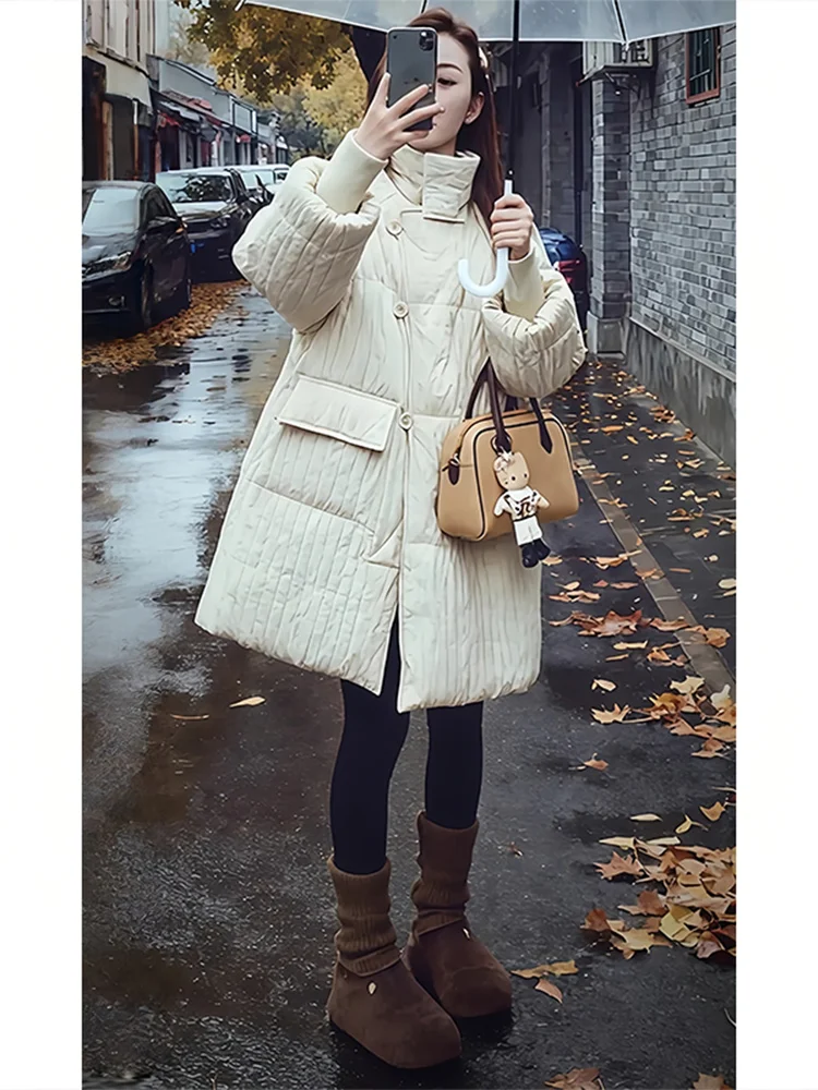 

Женская утепленная хлопковая куртка больших размеров, свободного кроя, повседневная, теплая, зимняя, новая, модная, с хлопковым наполнителем