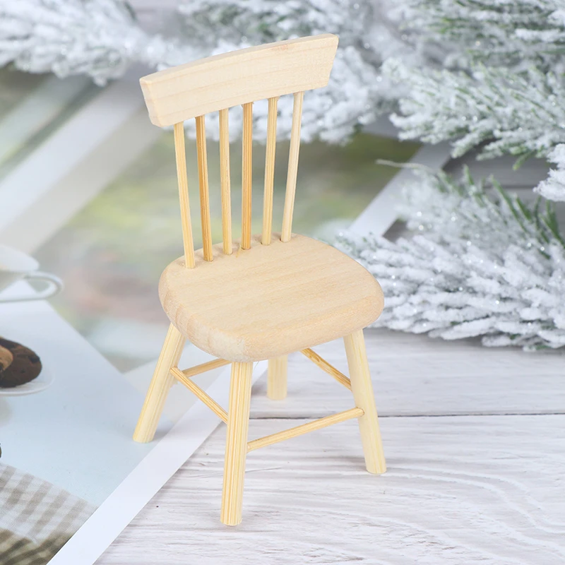 1/12 Dollhouse Miniature Furniture Wooden Chair High Chair Dollhouse Accessories