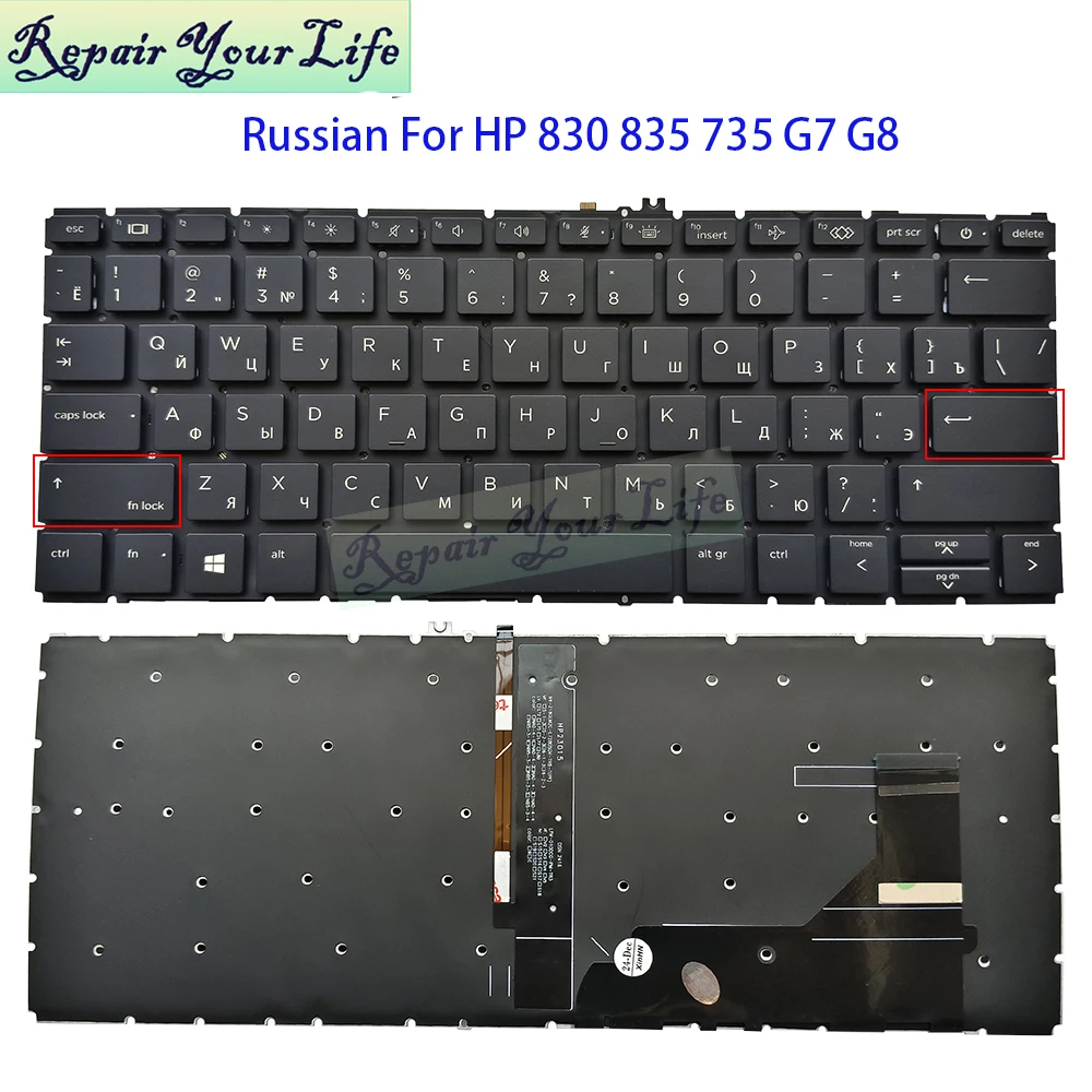 Spanish Russian Backlit Keyboard For HP Elitebook 830 G7 G8 835 G8 735 G7 RU ES Spain Laptop Backlight L85737-001 6037B0161601