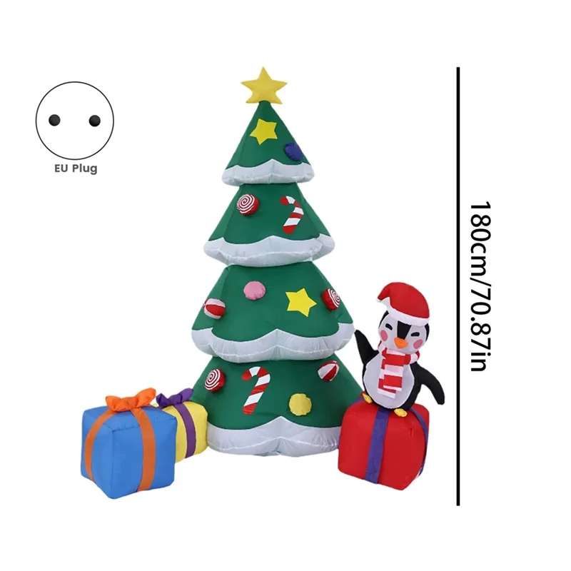 【TODAY-ONLY!】Inflatable Christmas Tree 5.9Ft Lighted Outdoor Decorations Inflatables Blow Up Holiday Party EU EU Plug