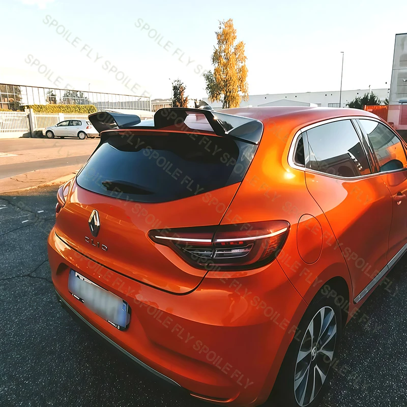 2019 To 2024 For Renault Clio MK5 Car Rear Roof Wing Lip Spoiler Body Kit Hight Quality ABS Glossy Black Car  Accessories