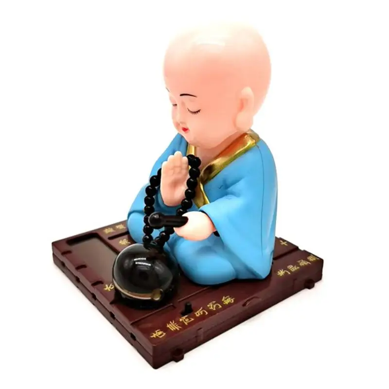 Solar Powered Bobble Shaking Head Dancing Toy Buddhist Monk Doll Figurines Statues Car Dash Board Decorations