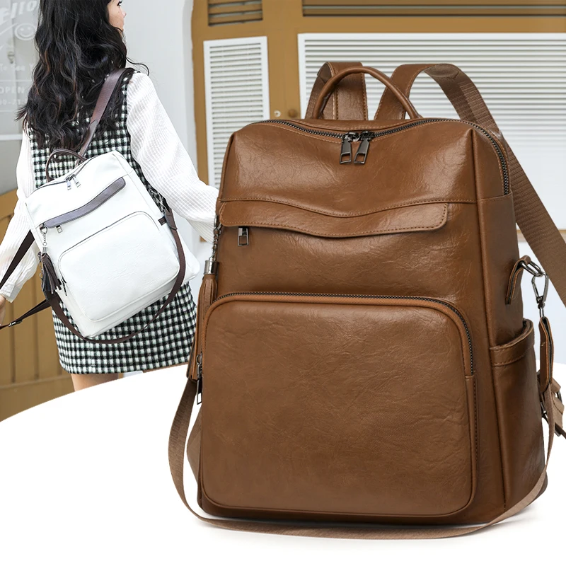 

Новый стильный женский рюкзак из искусственной кожи, большая противоугонная сумка для ноутбука, повседневная сумка для работы, школы, деловой поездки и улицы