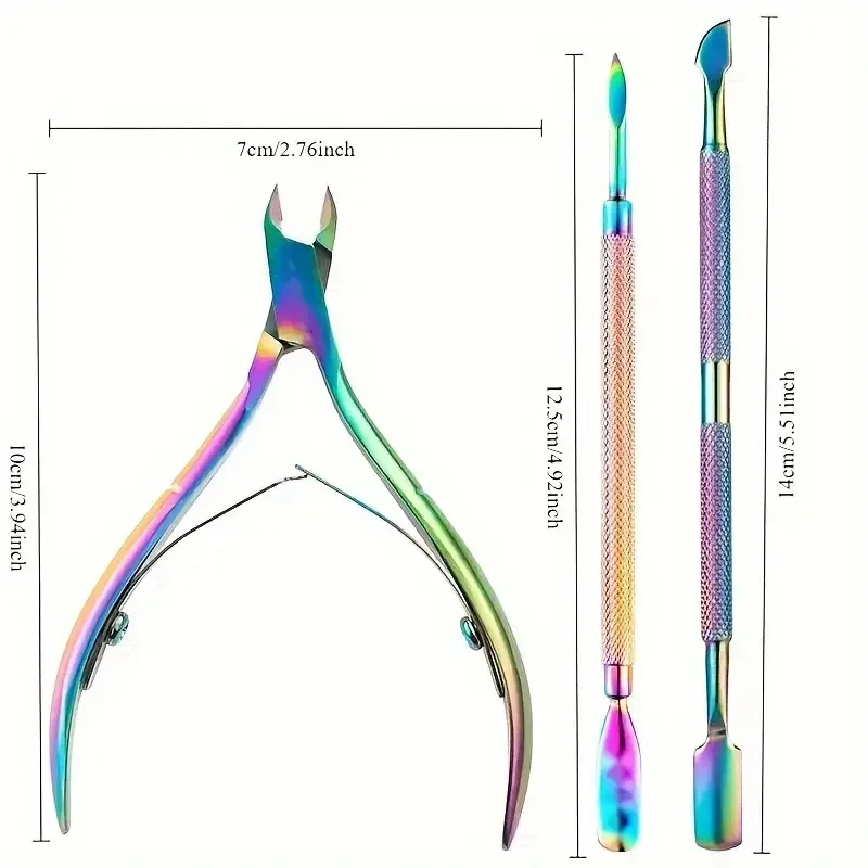 Juego de Herramientas de manicura de 3 piezas, lima de uñas de acero inoxidable para eliminar la piel muerta, alicates