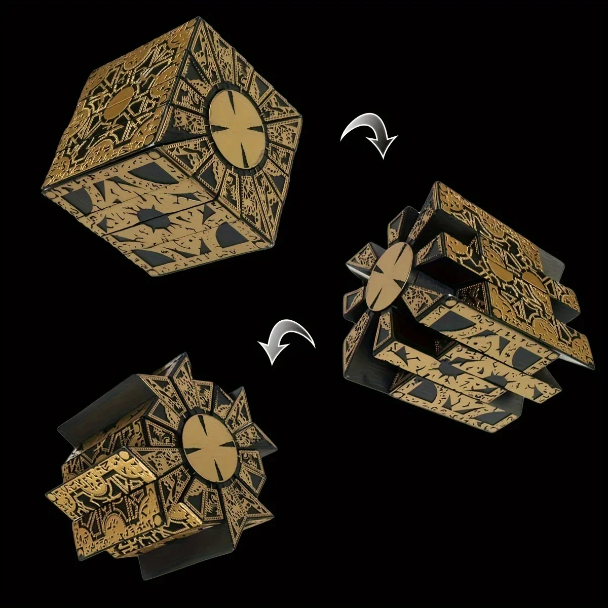 

Detachable Hellraiser Puzzle Box, Hellraiser Puzzle Box Functional, Deformation Detachable Lock Puzzle Box. With Base