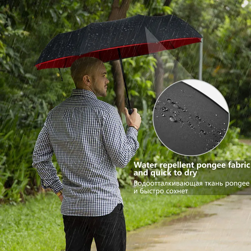 Double-layer Automatic 10-bone Rain and Sun Umbrella Windproof Sunscreen Rain and Sunshine Dual-use Business Folding Umbrella