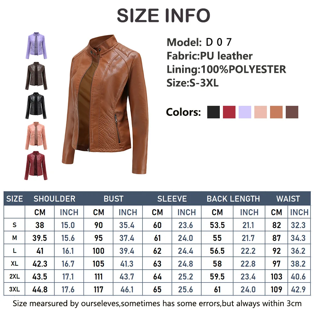 Manteau en cuir Punk pour femmes avec col montant, veste de moto, grand, ualité, haut de veste en cuir à fermeture éclair d'automne