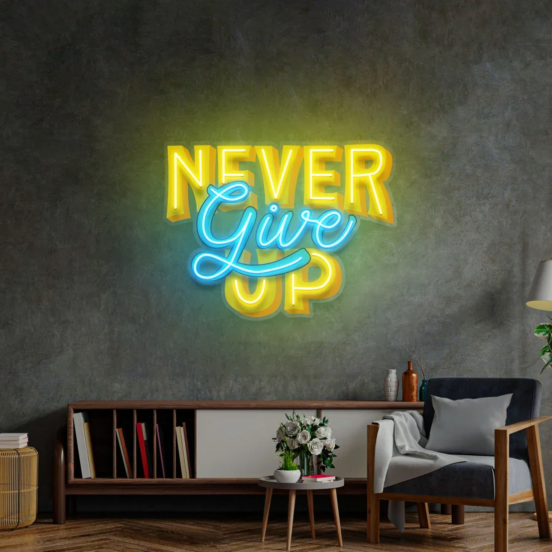 

Never Give Up Neon Sign UV Night Lamp Bedroom Night Lamp for Kids Baby Birthday Gift Game Room Living Room Sign Bar Beer Club