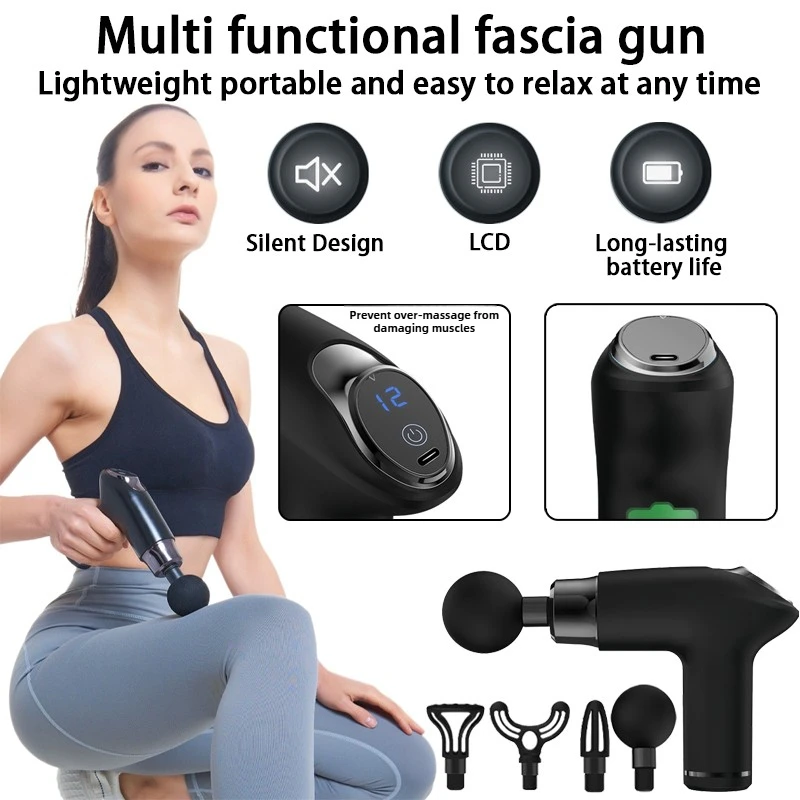 Mini pistola de fascia práctica multifuncional, masajeador de liberación de presión muscular, masajeador eléctrico inteligente con vibración de velocidad variable