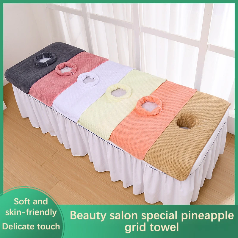 

Thickened Beauty Spa Massage Table Planking Face Towel Pineapple Lattice With Hole Bed Bandana Cosmetic Towels Warmer For Spa