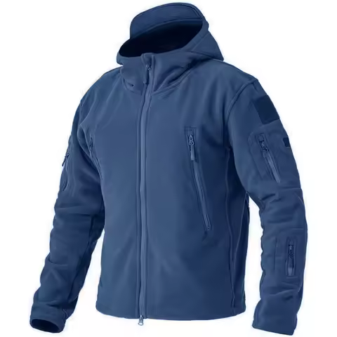 TACVASEN Winter Hooded Coats Mens Fleece Jackets Full Zip Up Multi-Pockets Fishing Hiking Climbing Outerwear Causal Parka Tops