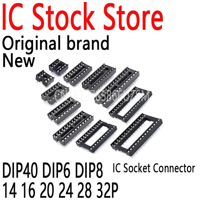 10PCS IC Sockets Connector Integrated Block Single chip Microcomputer Chip Round Hole Base DIP40 DIP6 DIP8 14 16 20 24 28 32P