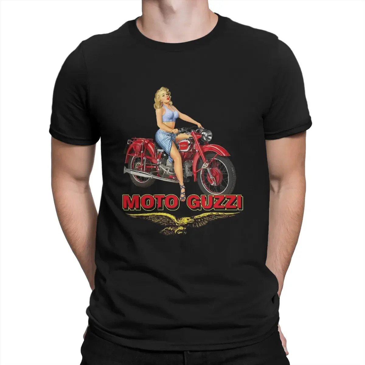 Vintage Moto Guzzi Motorcycle T Shirt Motorcycle Racing 100% Cotton Clothes Novelty Short Sleeve Crew Neck Tees