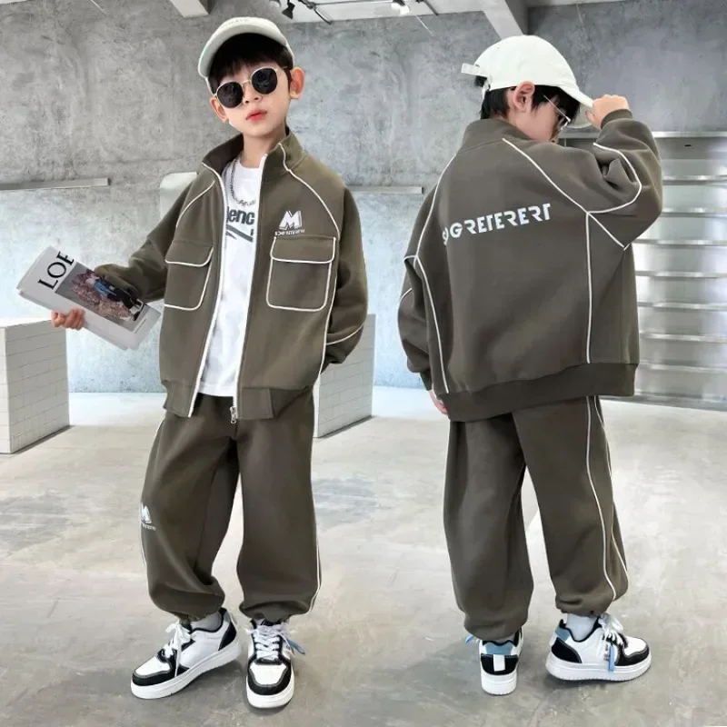 Boys' Clothes Sets Jacket +Pants 2PCS/Set Cotton 2025 Thread Spring Autumn Outfits Sportswear Suit Children Clothing