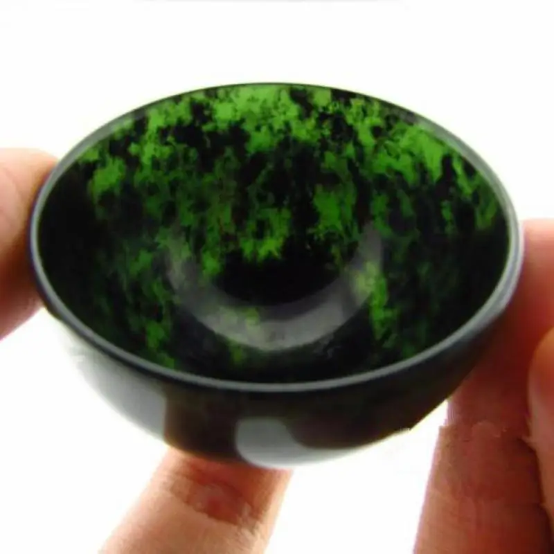 30*50mm Natural Green Jade Teacup Magnetic Stone Health Gongfu Teaware Chinese Tea Ceremony Master Cup Kung Fu Tea Bowl