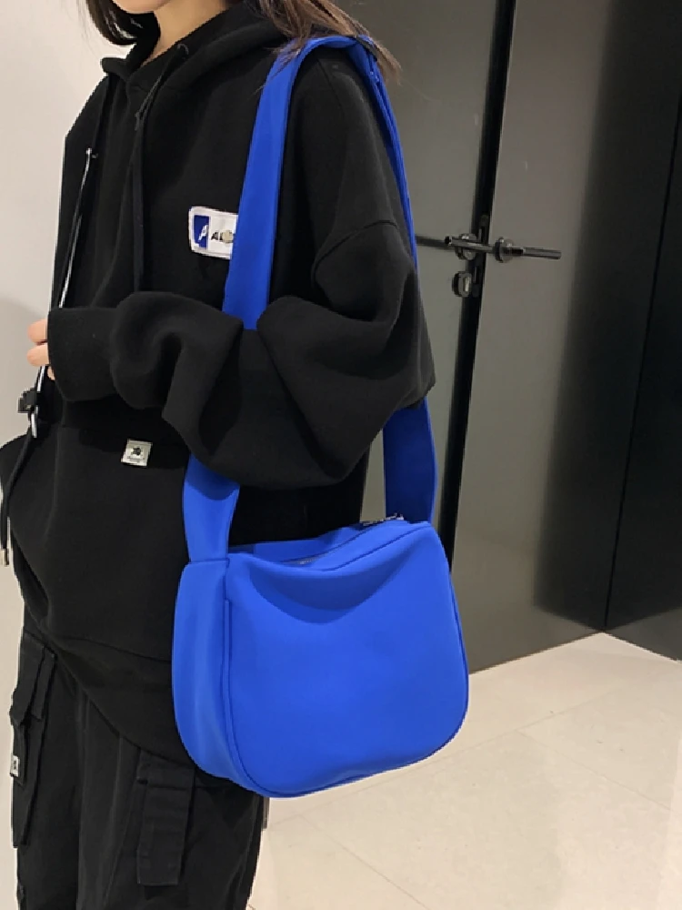 Klein Blue Bag Female Ins Niche 2022 New Nylon Tooling Bag Solid Color Square Bag Shoulder Bag Messenger Bag