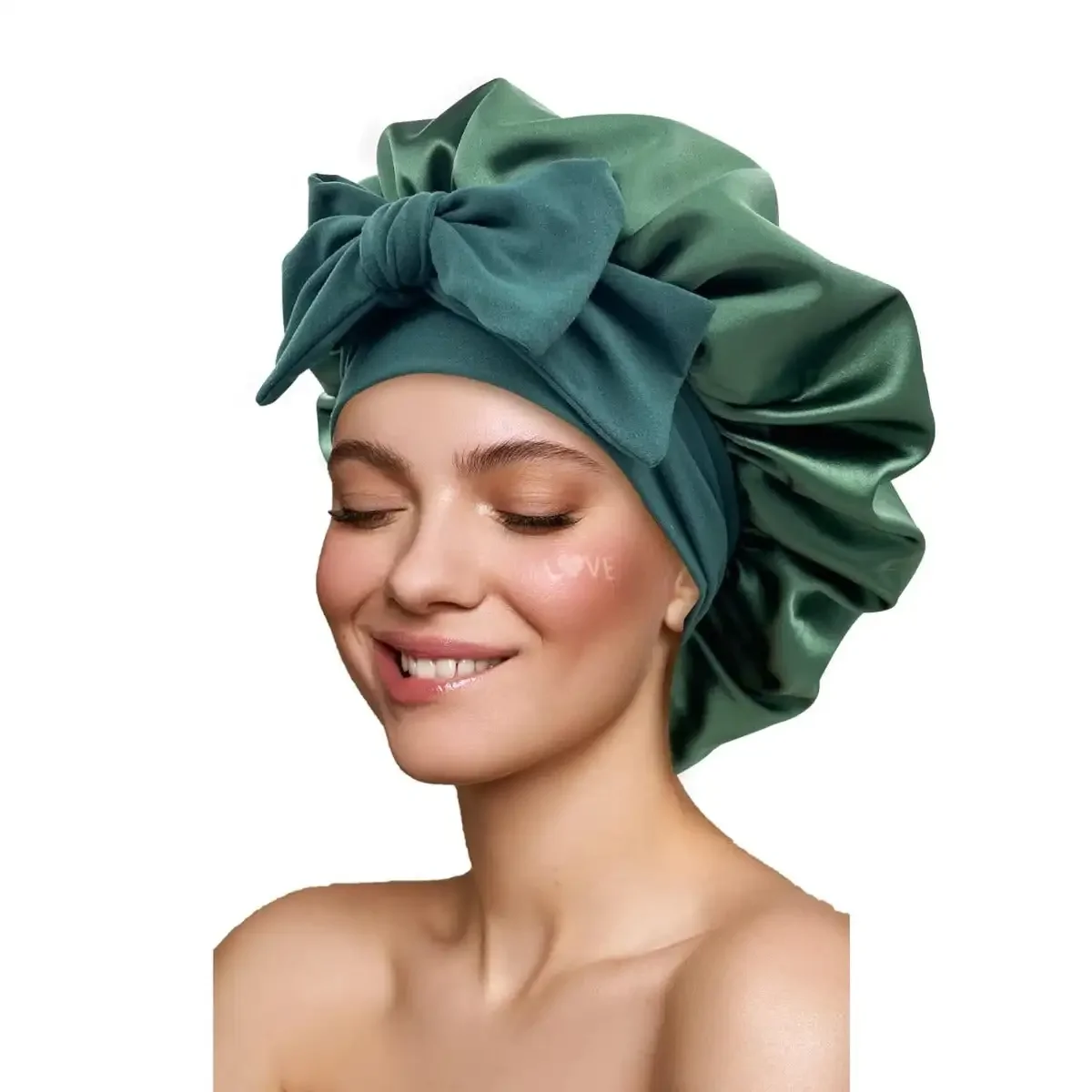 Satin Silk Hair Bonnet for Sleeping Large Bonnets with Tie Band Hair Wrap with Adjustable Straps Hair Cap Night Sleep Caps