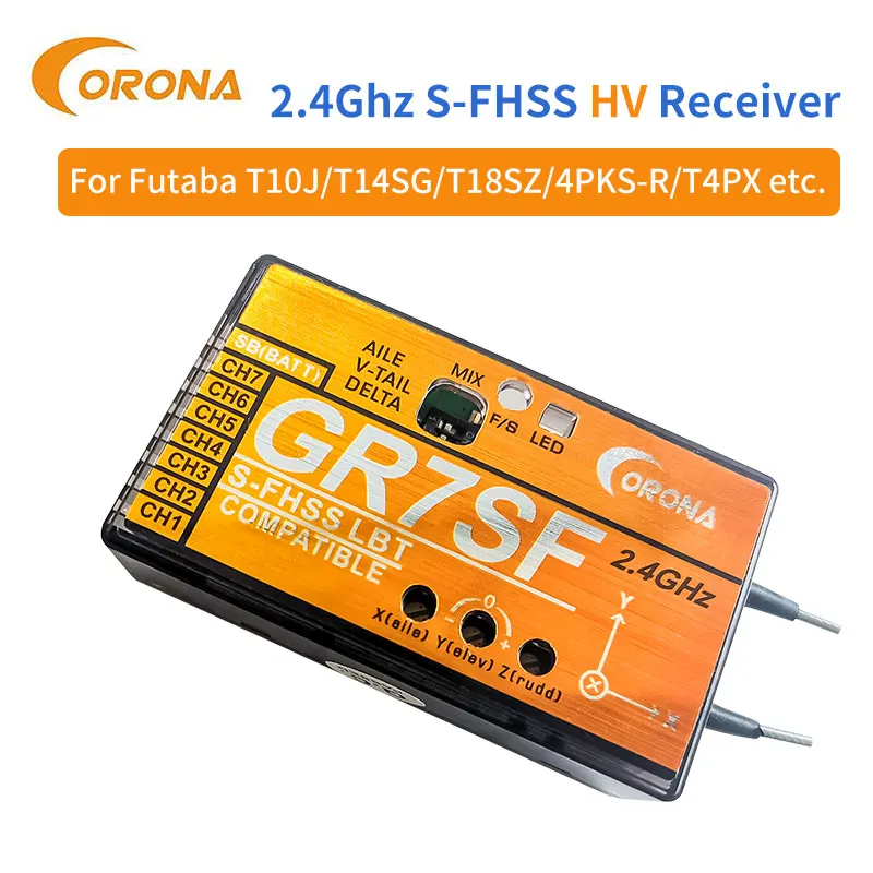 Corona GR7SF 2.4G S‑FHSS Receiver Built‑in Gyro Stabilization SBUS For Futaba Fixed‑wing RC Airplane Parts